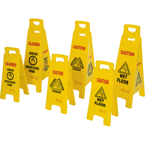 Wet Floor Safety Signs, Quadrilingual with Pictogram Chandler Sales