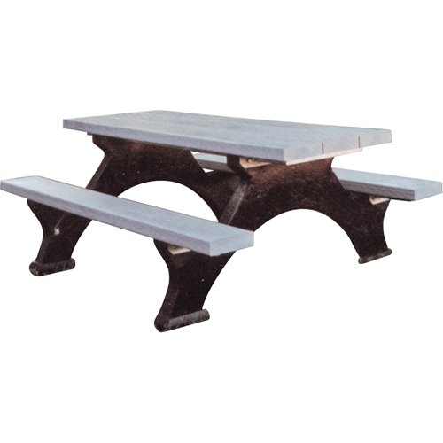 Recycled Plastic Picnic Tables, 6' L x 62-1/4" W, Grey Chandler Sales