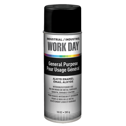 Peinture industrielle Work Day, Noir, Tr&egrave;s mat, 10 oz, Canette a&eacute;rosol Chandler Sales