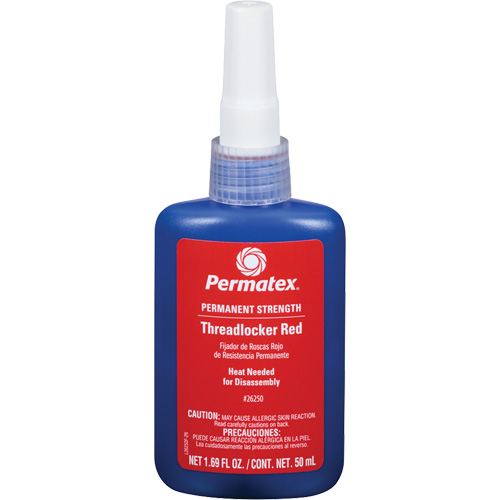 Adh&eacute;sif frein-filet, Rouge, &eacute;lev&eacute;, 50 ml, Bouteille Chandler Sales