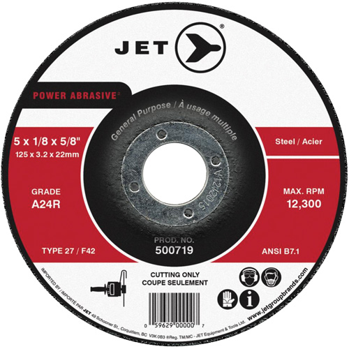 Power Abrasive Cut-Off Wheel, 4-1/2" x 1/8", 7/8" Arbor, Type 27, 13300 RPM Chandler Sales