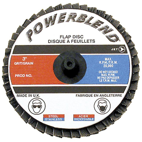 POWERBLEND Roll-on Flap Disc, 2" x Type R, Z120 Grit, Zirconia Alumina Chandler Sales