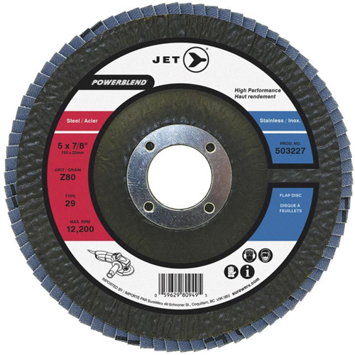 PowerBlend Flap Disc, 7" x 7/8", Type 29, Z80 Grit, Zirconia Alumina Chandler Sales