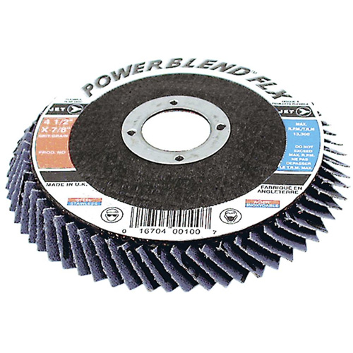 PowerBlend FLX Flexible Flap Disc, 4-1/2" x 7/8", Type 27, Z60 Grit, Zirconia Alumina Chandler Sales