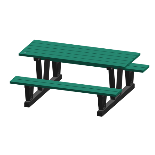 Recycled Plastic Outdoor Picnic Tables, 72" L x 60-5/16" W, Green Chandler Sales