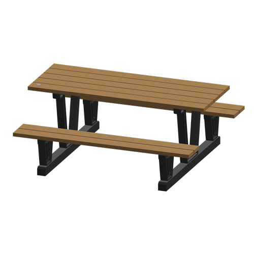 Recycled Plastic Outdoor Picnic Tables, 72" L x 60-5/16" W, Redwood Chandler Sales