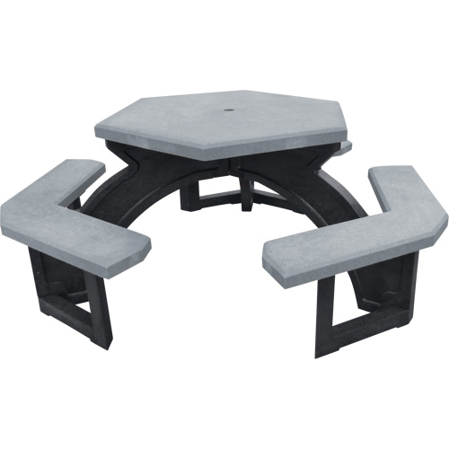 Recycled Plastic Hexagon Picnic Tables, 78" L x 78" W, Grey Chandler Sales