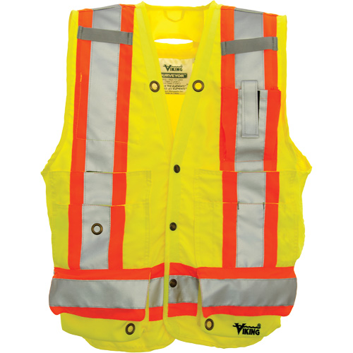 Surveyor Safety Vest, High Visibility Lime-Yellow, Large, Polyester Chandler Sales