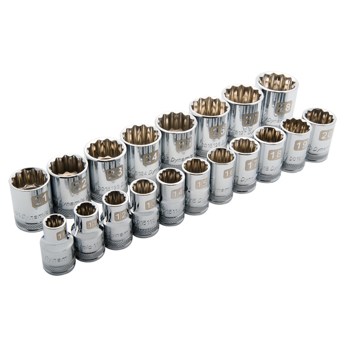 Metric Socket Set, 19 Pcs, 1/2" Drive Size Chandler Sales
