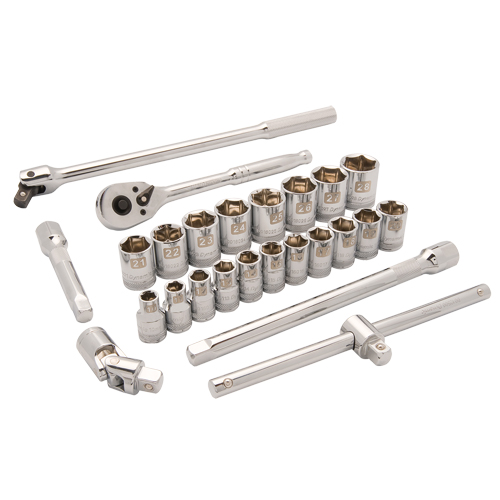 Metric Socket Set, 25 Pcs, 1/2" Drive Size Chandler Sales