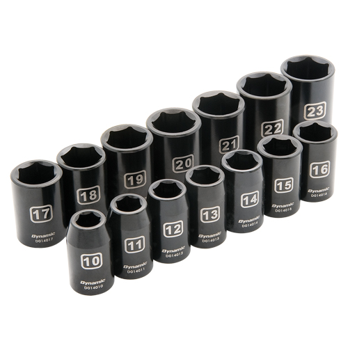 Metric Socket Set, 14 Pcs, Impact, 1/2" Drive Size Chandler Sales