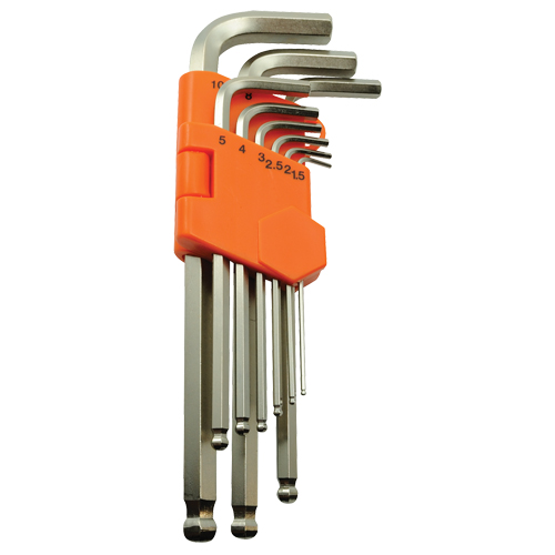 Ball End Hex Key Set, 9 Pcs., Metric Chandler Sales