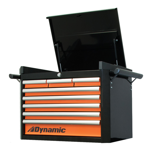 Top Tool Chest, 28" W, 8 Drawers, Black/Orange Chandler Sales
