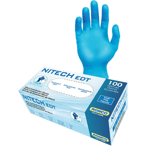Gants d'examen EDT, Moyen, Nitech, 5 mils, Sans poudre, Bleu, Classe 2 Chandler Sales