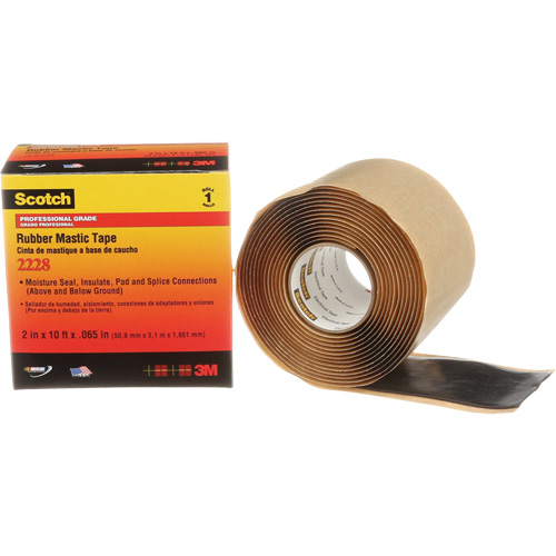 Scotch&reg; Rubber Mastic Tape 2228, 50.8 mm (2") x 3 m (10'), Black Chandler Sales