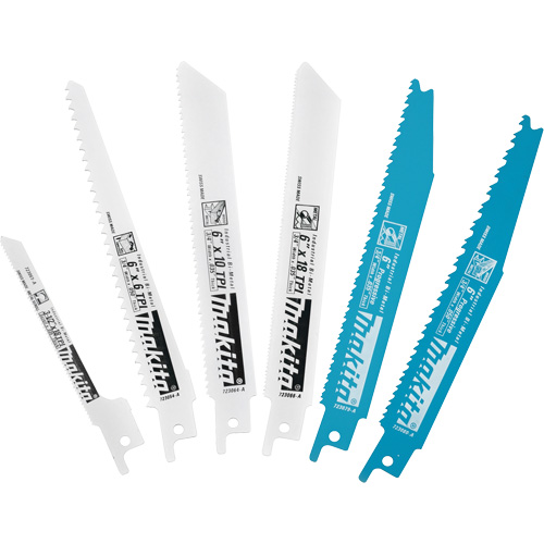 Ensemble de 6 lames pour scie alternative, Bim&eacute;tal, 6-18 Dents par pouce, 6"/3-1/2" lo x 3/4" la Chandler Sales