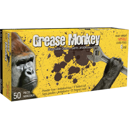 Gants Grease Monkey, Grand, Nitrile, 8 mils, Sans poudre, Noir Chandler Sales