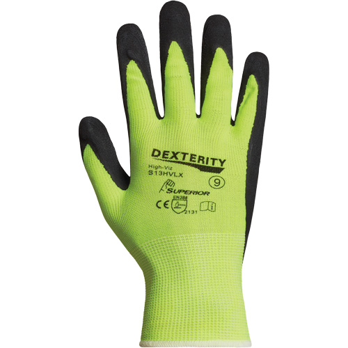 Dexterity&reg; Coated Gloves, 10, Latex Coating, 13 Gauge, Polyester Shell Chandler Sales