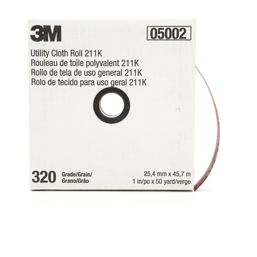 Rouleau de toile abrasive polyvalente 211K, Oxyde d'aluminium, 1" la x 150' lo, Grain 320 Chandler Sales