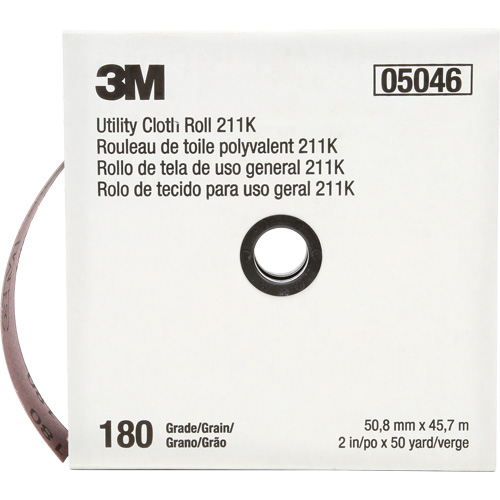 Rouleau de toile abrasive utilitaire 211K, Oxyde d'aluminium, 2" la x 150' lo, Grain 180 Chandler Sales