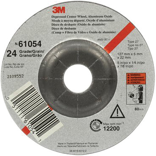 Depressed Centre Grinding Wheel, 5" x 27, Aluminum Oxide Chandler Sales