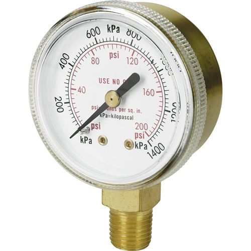 Manom&egrave;tres en laiton,  2-1/2", 200 psi, Fixation inf&eacute;rieure, Analogique Chandler Sales