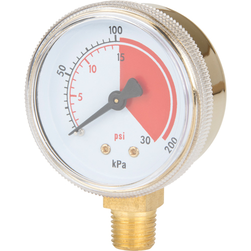 Brass Gauge, 2" , 30 psi, Bottom Mount, Analogue Chandler Sales