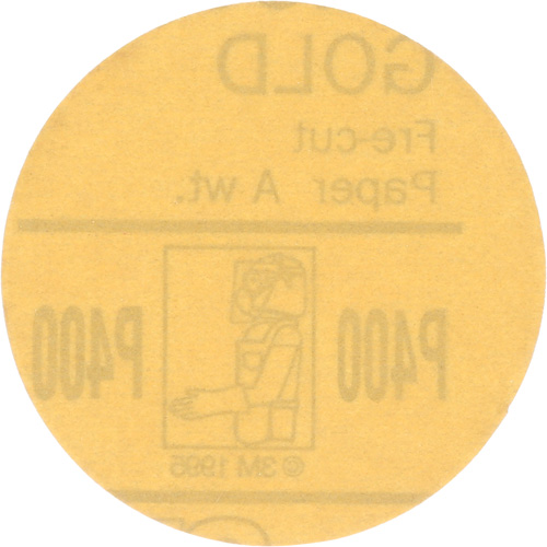 Gold Hookit Disc, 3" Dia., P400 Grit, Aluminum Oxide, C-Weight Chandler Sales