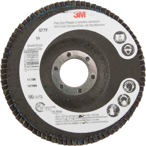 Flap Wheels - 577F Flap Discs, 4-1/2" x 7/8", Type 29, 60 Grit, Zirconium Chandler Sales