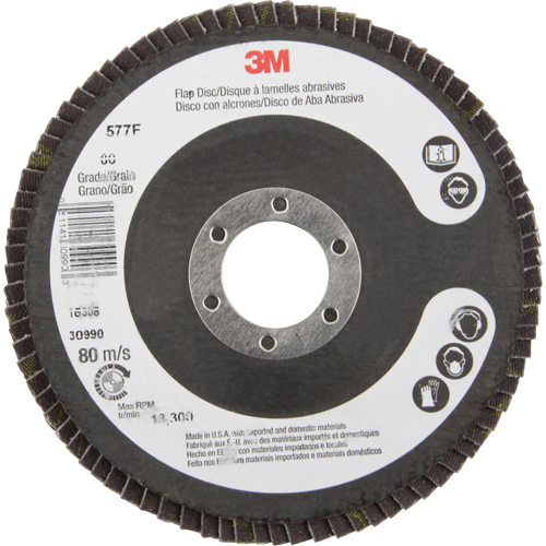 Flap Wheels - 577F Flap Discs, 4-1/2" x 7/8", Type 29, 80 Grit, Zirconium Chandler Sales