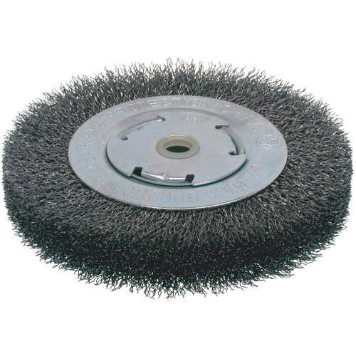 Brosses &eacute;conomiques &agrave; fils cr&ecirc;p&eacute;s - Face large, 6" dia., Fils 0.014, Arbre 2" Chandler Sales