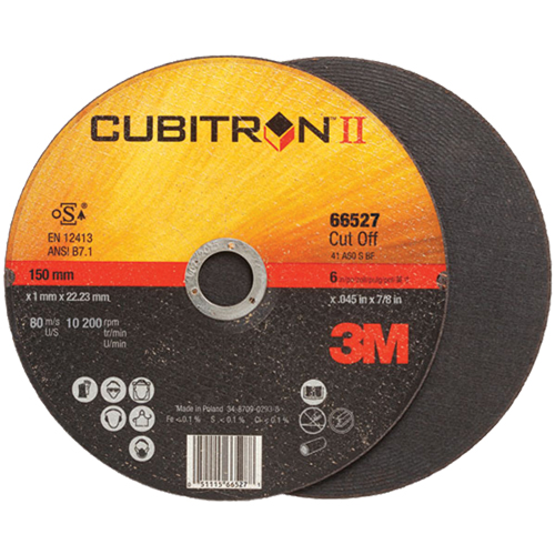 Cubitron II Cut-Off Wheel, 4-1/2" x 0.04"/0.045", 7/8" Arbor, Type 27, Ceramic, 13300 RPM Chandler Sales