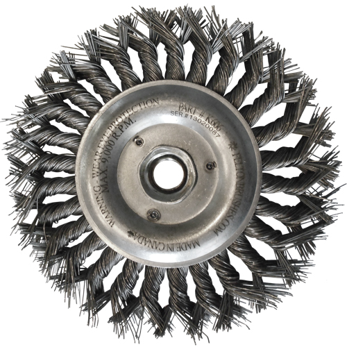 Brosses m&eacute;talliques &agrave; touret, Dia. 6", Fils 0,014", Arbre 5/8"-11, Acier Chandler Sales