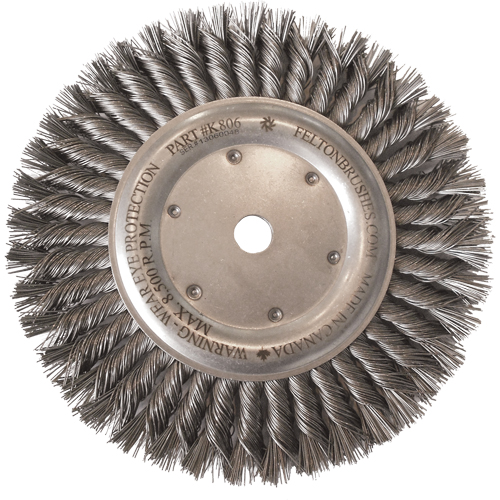 Brosses m&eacute;talliques &agrave; touret, Dia. 8", Fils 0,014", Arbre 5/8"-11, Acier Chandler Sales