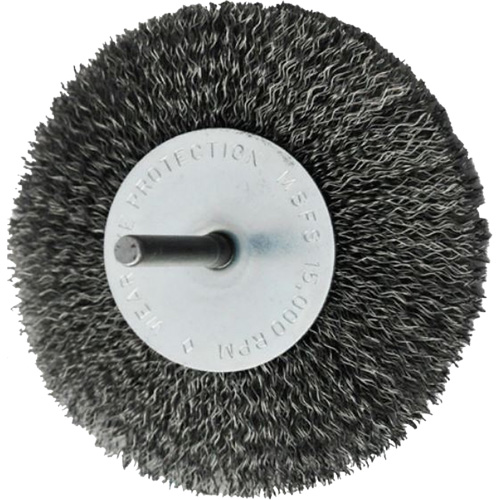 Brosses mont&eacute;es &agrave; fils cr&ecirc;p&eacute;s circulaires, 4", Fils 0,008", Tige 1/4" Chandler Sales