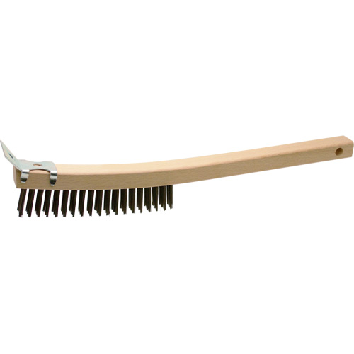 Brosse de nettoyage avec racloir, Acier, 3 x 19 rangs de fils, Longueur 13" Chandler Sales