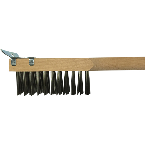 Brosse de nettoyage avec racloir, Acier inoxydable, 3 x 10 rangs de fils, Longueur 20" Chandler Sales
