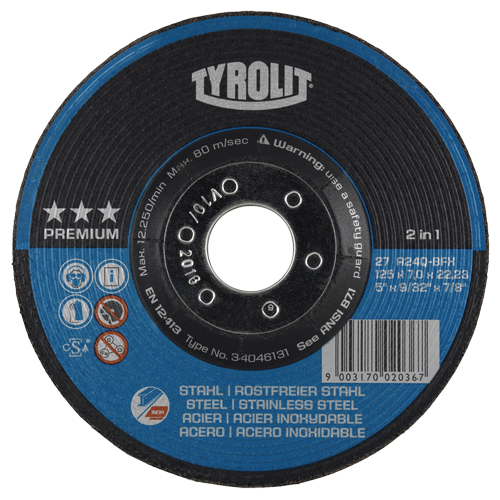 Grinding Wheel, 4-1/2" x 9/32", 7/8" Arbor, Type 27 Chandler Sales