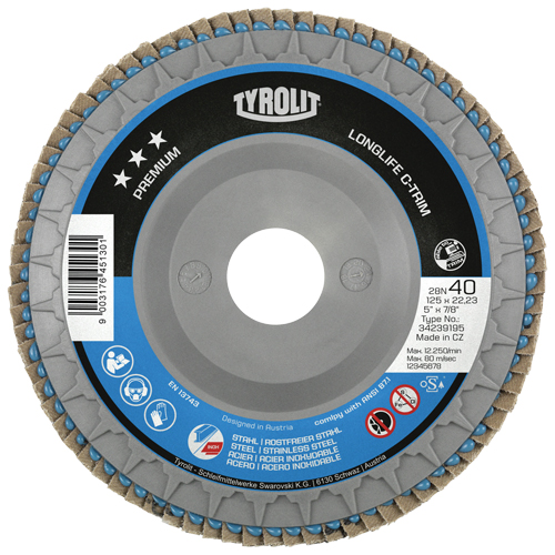 Heavy-Duty C-Trim Flap Disc, 7" x 7/8", Type 29, 40 Grit, Zirconium Chandler Sales