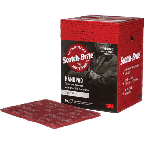 Scotch-Brite 7447 Hand Pads, Aluminum Oxide, 9" x 6", Very Fine Grit Chandler Sales