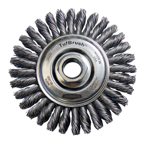 Brosse &agrave; fils nou&eacute;s TufBrush, Dia. 4", Fils 0,02", Arbre 5/8"-11, Acier Chandler Sales