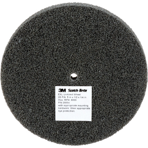 Meule unitaris&eacute;e EXL Scotch-Brite, 5" x 1/2", Arbre de 1/4", Grain de Fin, Carbure de silicium Chandler Sales