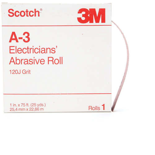 Scotch&reg; A-3 Electrician's Abrasive Roll, Aluminum Oxide, 1" W x 75' L, 120 Grit Chandler Sales