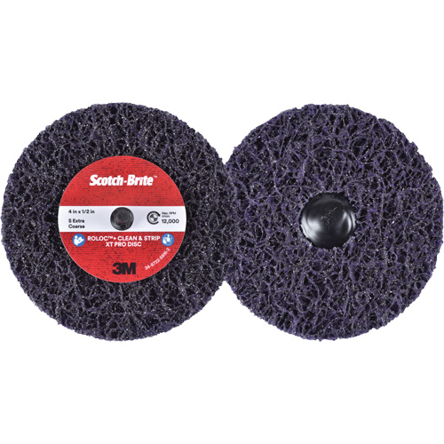 Disque  Clean and Strip  XT Pro Roloc Scotch-Brite, 4" dia., Grain Extra grossier, Carbure de silicium Chandler Sales