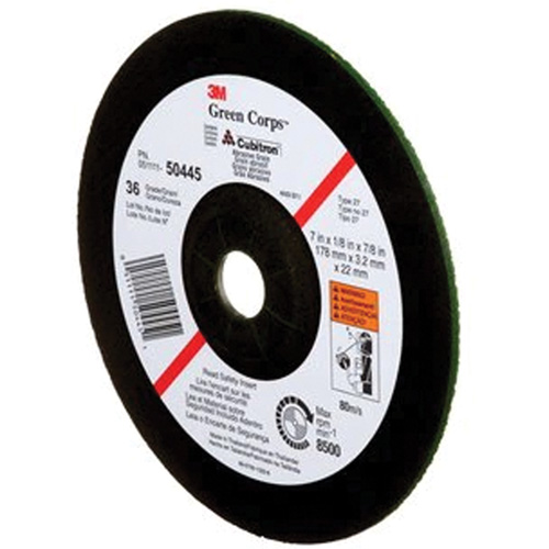 Green Corps Depressed Centre Wheel, 7" x 1/8", 7/8" Arbor, Ceramic, Type 27 Chandler Sales