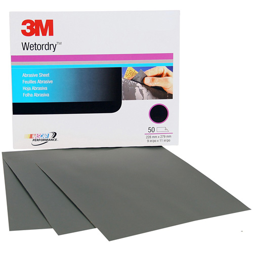 Feuille abrasive Wetordry, 9" x 11", Grain P220, Oxyde d'aluminium Chandler Sales