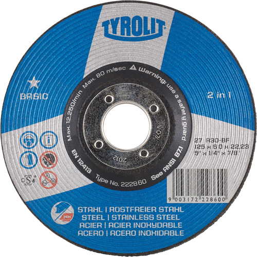 Depressed Centre Grinding Wheel, 6" x 1/4", 7/8" Arbor, Type 27 Chandler Sales