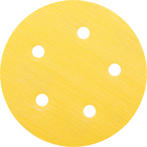 Disque de ponçage en papier H&L Gold Reserve A296 avec trous d'aspiration, dia 5", Grain 320, Oxyde d'aluminium, Poids C Chandler Sales