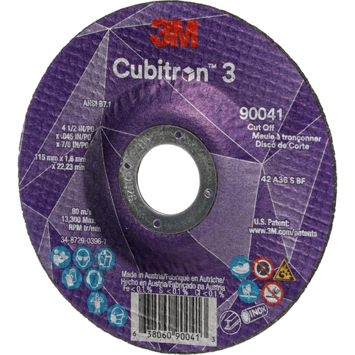 Meule &agrave; tronçonner Cubitron 3, 4-1/2" x 0,045", Arbre de 7/8", Type T27, C&eacute;ramique, 13 300 Tr/min Chandler Sales