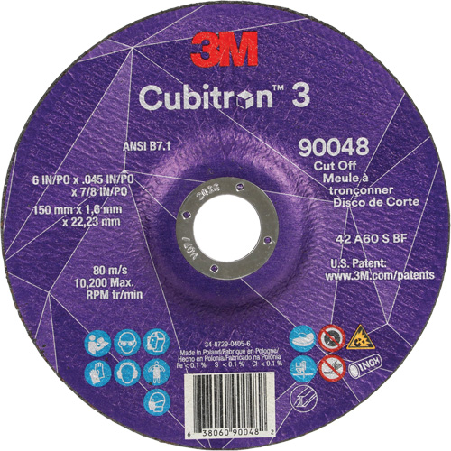 Meule &agrave; tronçonner Cubitron 3, 6" x 0,045", Arbre de 7/8", Type T27, C&eacute;ramique, 10 200 Tr/min Chandler Sales